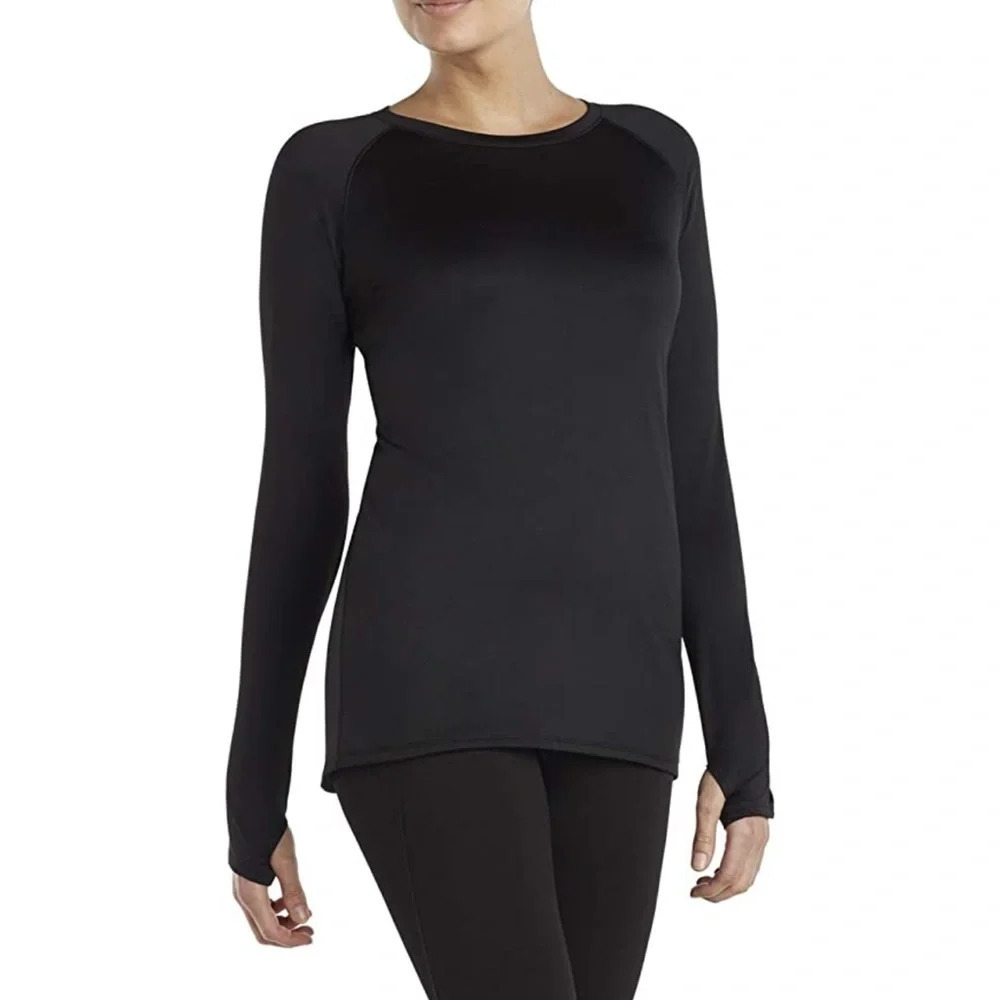 Cuddl Duds ClimateRight Plush Warmth Soft Long Sleeve Crew with Thumbholes